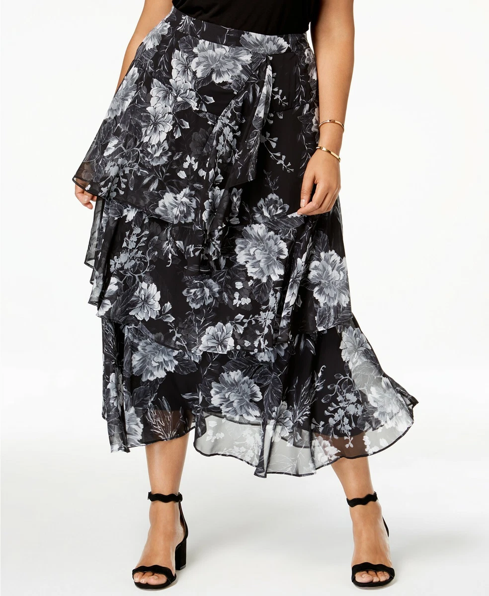 INC International Concepts I.N.C. Plus Size Printed Tiered Skirt. Size 18W