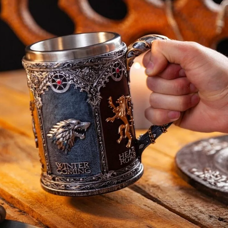 Beer Mug Stainless Steel Cup Game of Thrones Coffee Dragon Medieval Tankard Mug