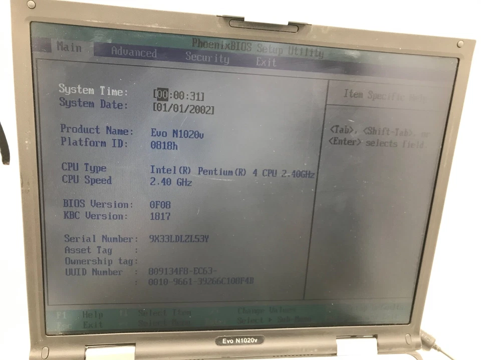 Compaq EVO N1020V 14" Laptop Intel Pentium 4 512 Mb RAM- DIM BACKLIGHT - MZ - Image 2 of 4