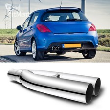 2.5" Inlet 3" Outlet 19" Long Dual Blast Pipe Exhaust Tip For Peugeot 308 GTI