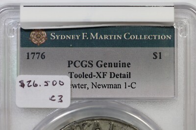 1776 N 1-C R-3 PCGS XF Detail Pewter Continental Currency Dollar 1 