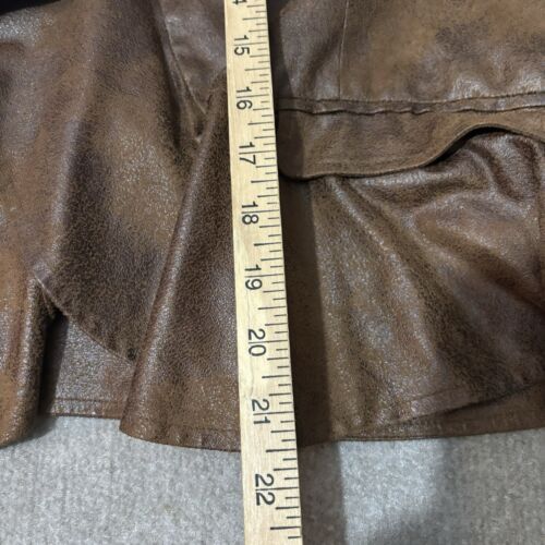 INC International Concepts Sz XL Blazer Jacket Ruffle Brown Faux Leather Lined - Picture 9 of 11