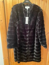 White Company Stripe Faux Fur Coat Size M