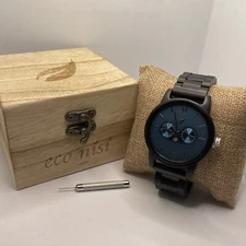 Eco Nisi Men's Brown Wood Bracelet Analog Blue Dial Quartz Wrist Watch Cv63
