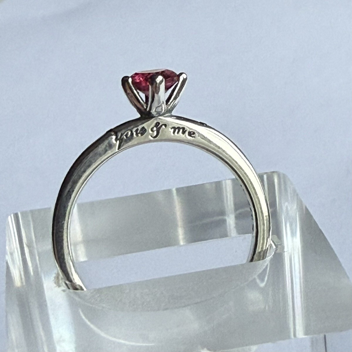 Pandora Sterling Silver 925 Heart-Shaped Red Stone Ring – Size 58