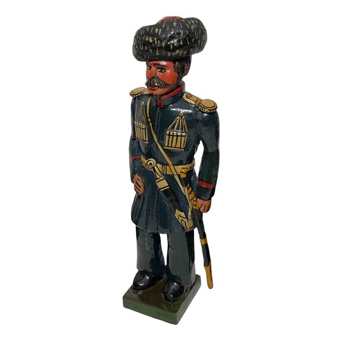Vintage Military Black Sea Russian Cossack Hand Carved Wood Painted Figurine Ex