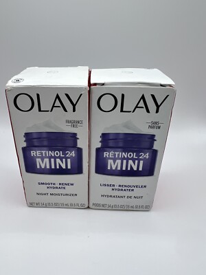 Olay Retinol Night Facial Moisturizer- Retinol 24 Mini 0.5oz LOT OF 2