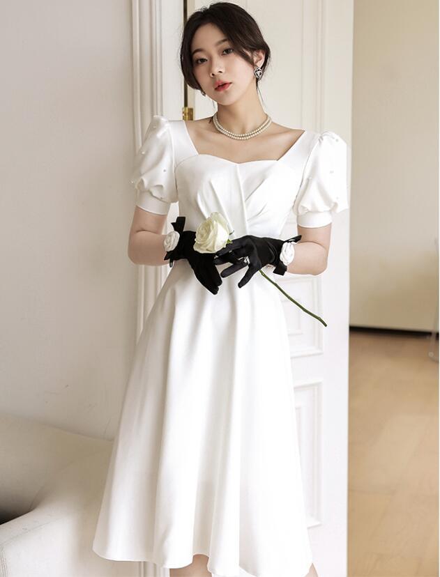 Trendy Chic Square-cut Collar hubble-bubble sleeve A-line