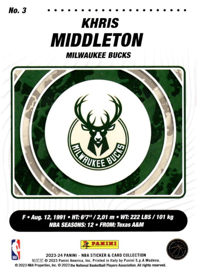KHRIS MIDDLETON 2023 24 Panini Cards C3 NBA Bucks ID 91190 EBay khris-middleton-2023-24-panini-cards-c3-nba-bucks-id-91190-ebay