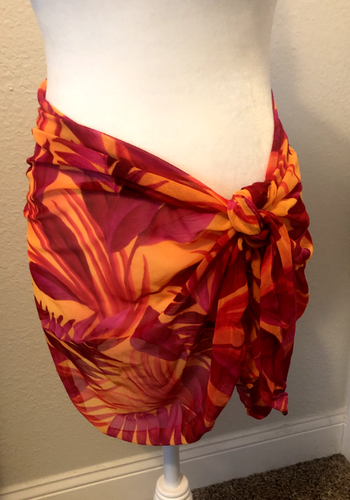 Naranja Rojo Magenta Rosa Gasa PAREO Envoltura BUFANDA SARONG NATACIÓN ENCUBRIMIENTO FALDA CORBATA
