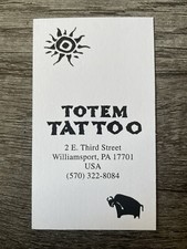 vintage TOTEM TATTOO SHOP BUSINESS CARD Williamsport PA