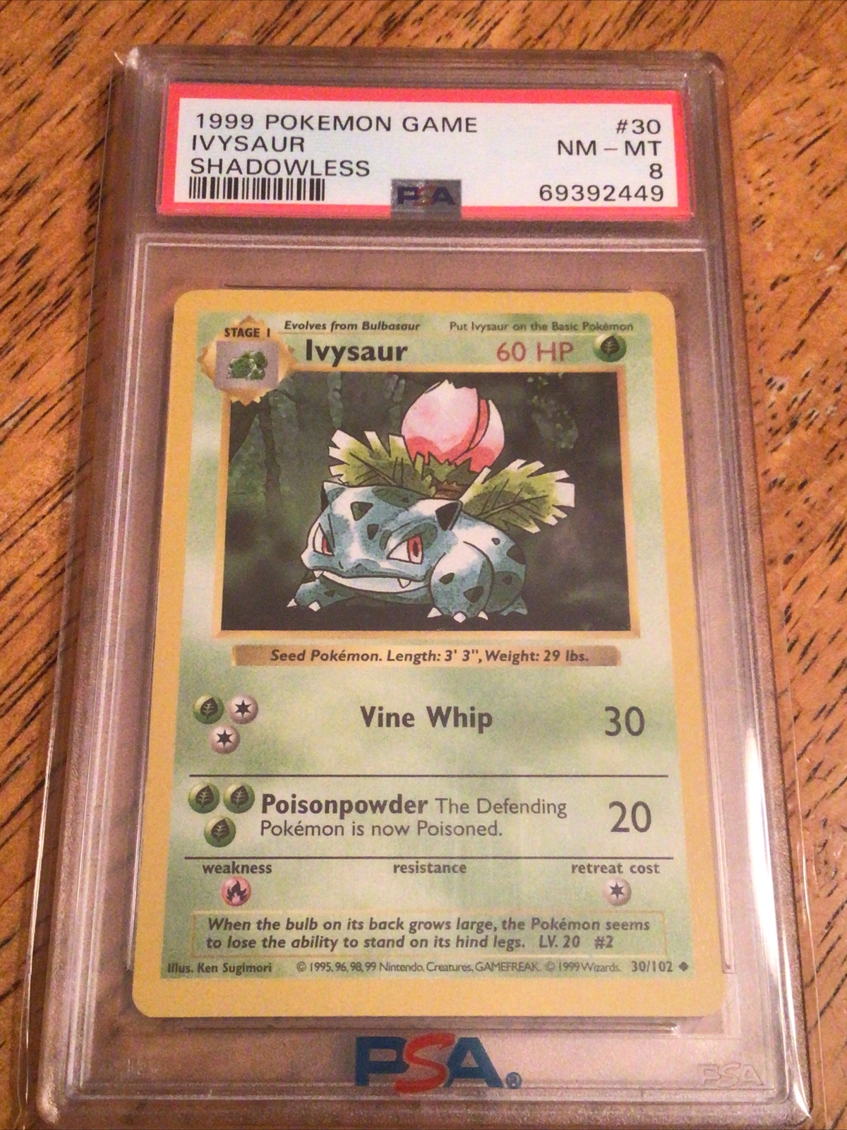 1999 Pokemon Game Ivysaur Shadowless #30/102 PSA NM-MT 8 Vintage Pokémon!