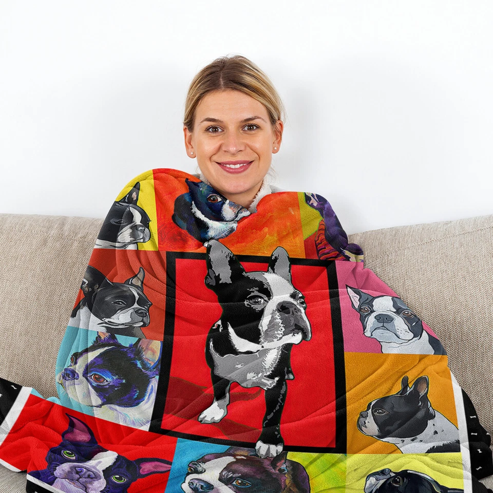 Manta de franela Bulldog suave de 50"x60" linda manta ligera para sofá cama  Foto 4 de 4