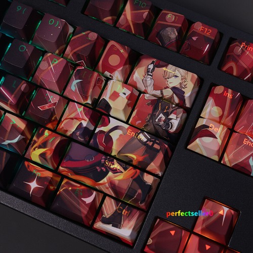 Genshin Impact Lyney Keycap Button PBT Cherry MX 108 Keys Sublimation For Keypad - Picture 6 of 7