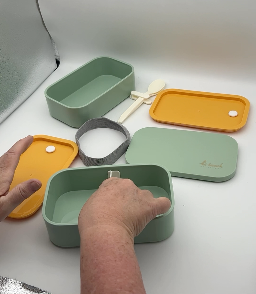 Bento Box Hi-Lunch Leak Proof Stackable Containers in Aqua Green for Adults