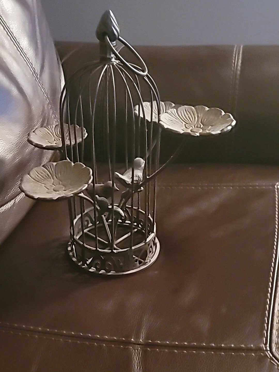Iron Bird Cage Hanging Decorative With Birds And Sun Flowers
