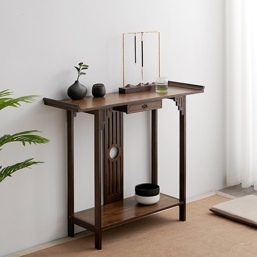 Chinese Style Vintage Console Table Sofa Side Accent Table Entryway Bottom Shelf - Picture 6 of 12
