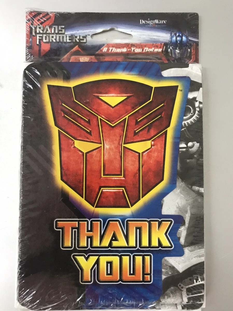 Transformers Party Supplies Thank you notes w envelopes 16ct. eBay