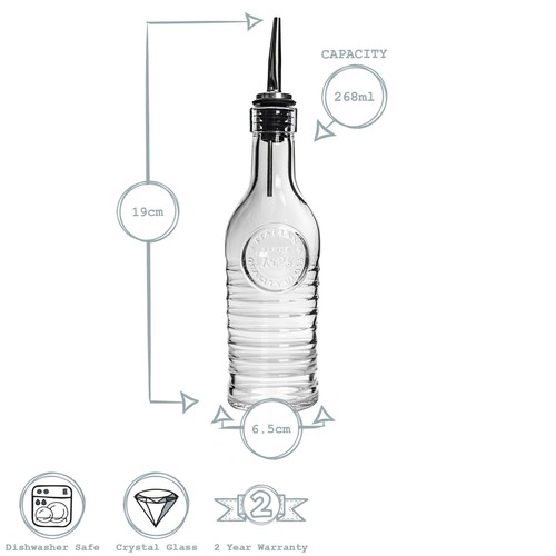 Bormioli Rocco 2x Officina 1825 Olive Oil Bottle with Pourer Cook 268ml Clear - Picture 3 of 7