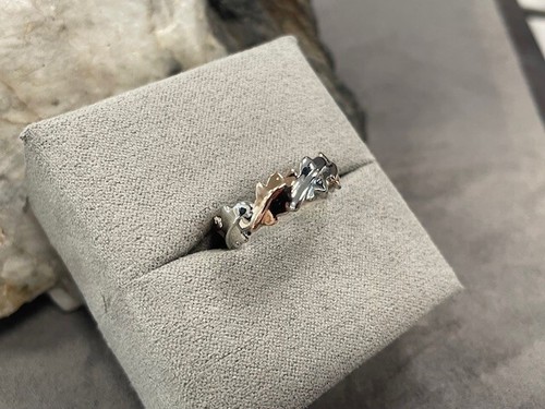 Welsh Silver & 9ct Rose Gold Royal Clogau Oak Ring Size P New Rare Wales 925 - Picture 4 of 13