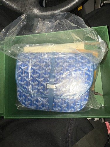 Goyard Blue Goyardine Small Crossbody Bag Adjustable Detachable Strap Buckle