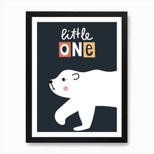 Little One Polar Bear Kids Art Prin Framed Wall Art Poster Canvas Print Picture