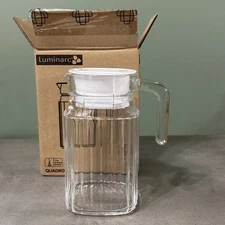 Luminarc Ribbed Glass Clear Quadro Pitcher 0.5L / 16.75oz New in Box