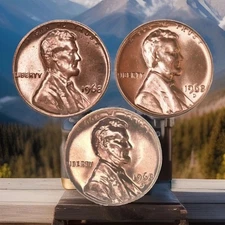 1968 Red BU P D S Lincoln Memorial Cent 3 Coin Year Set FAST SHIPPING
