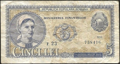 Rumänien - Volksrepublik - 5 Lei Schein 1952 ! P#83b