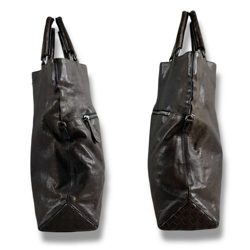 Borsa a tracolla Bottega Veneta A4222812 in pelle intrecciata 2 vie marrone scuro - Foto 3 di 10