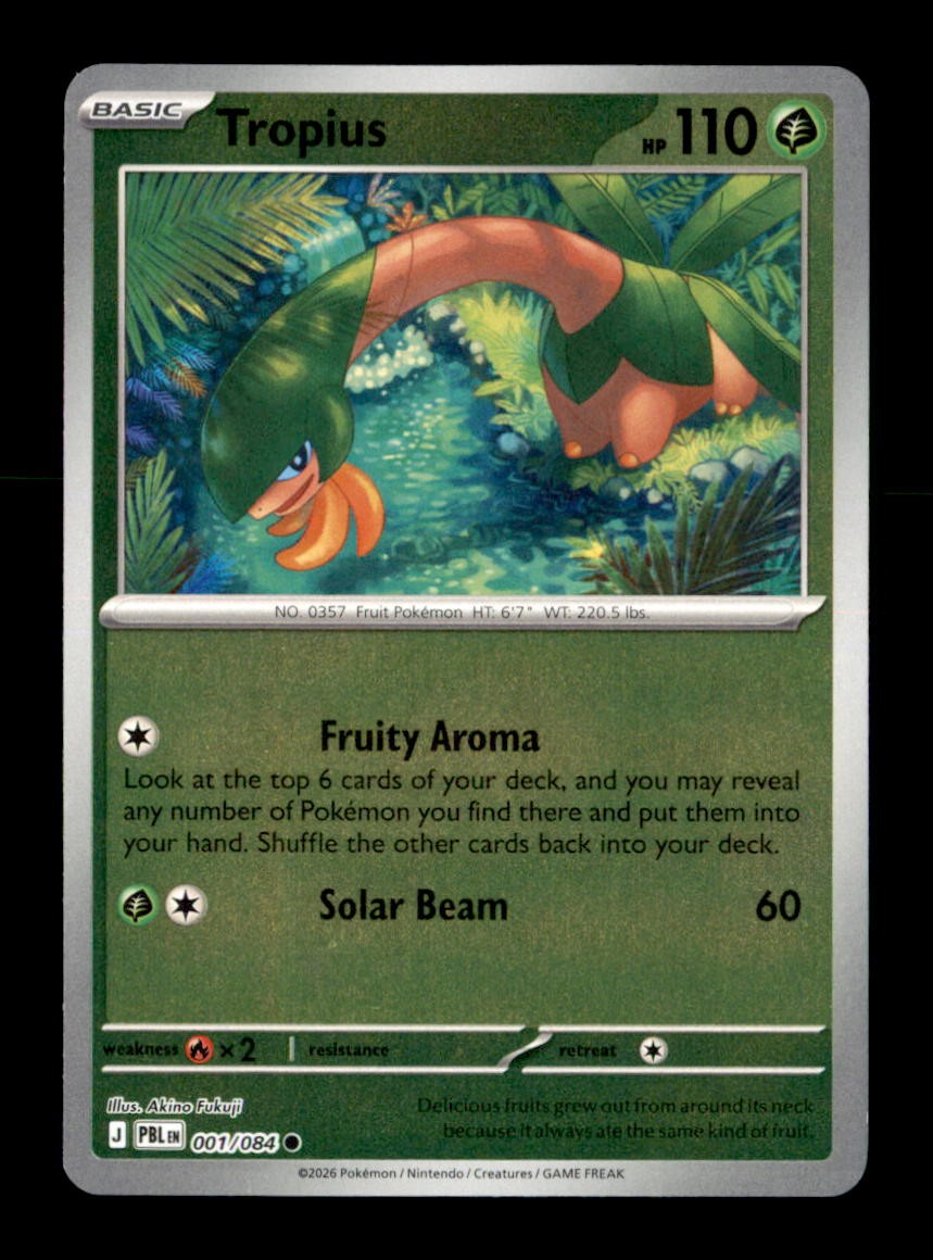 Tropius 001/084 Common Pitch Black Pokemon Reverse Holo Near Mint
