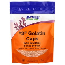 "3" Gelatin Caps, Extra Small Size, Approx. 1,000 Empty Gelatin Capsules, 1.69