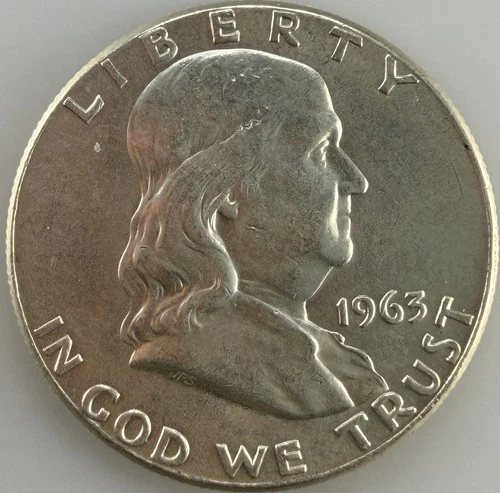 1963 Franklin Half Dollar AU 90% Silver Choice Almost Uncirculated