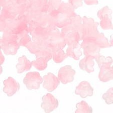 Glass Trumpet Flower Beads, 100 Pcs Gradient Flower Bead Charm, Light Pink