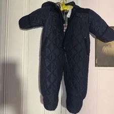 Rothschild Baby Boys’ Quilted Snowsuit Navy Hooded Winter Bunting Size 12M