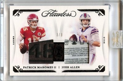 PATRICK MAHOMES II JOSH ALLEN 2021 FLAWLESS BLACK DUAL LAUNDRY TAG PATCH SP 3/3