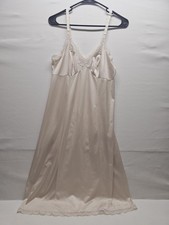 vtg IVORY NYLON LACE nightgown Slip Dress Size 12 Minimalist Romantic Dainty