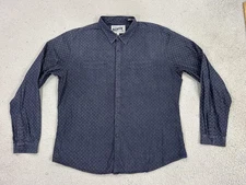 Schott Bros Shirt Mens XL Navy Blue Dot Pattern Long Sleeve Button Up Cotton