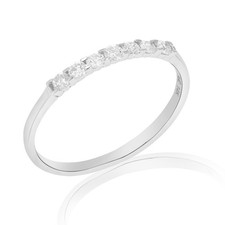 1/4 cttw 7 Stones Diamond Wedding Band 14K White Gold Bridal Rind Round Size 7