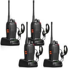   4 Pack - 777S walkie talkies Long Range for Adults Rechargeable with Earpieces