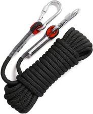 10mm Rock Climbing Ropes 35FT Static Outdoor Safety Rope with Carabiner Arbor...