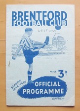 BRENTFORD v WEST HAM UNITED 1948/1949 *Good Condition Football Programme*