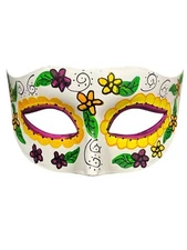 Day of the Dead Half Mask White Flowers Halloween Costume Face Adult OSFM