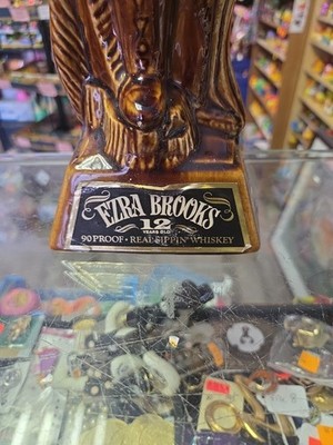 Ezra Brooks Cigar Store Indian Chief Whiskey Decanter Bottle 1968