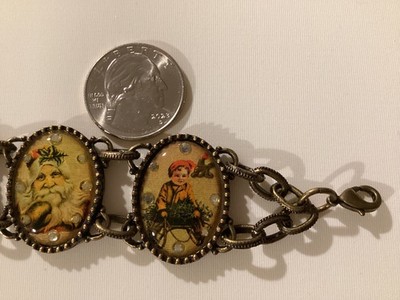Vintage Nina Ricci for Avon Christmas Old World Antiqued Bronze Tone Bracelet 8''
