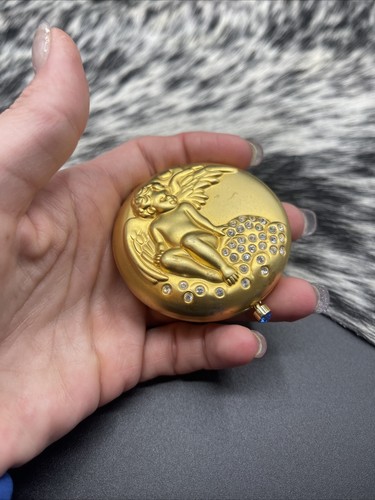 Polvere pressata lucida compatta angelo tono oro Estee Lauder vintage da collezione - Foto 22 di 24