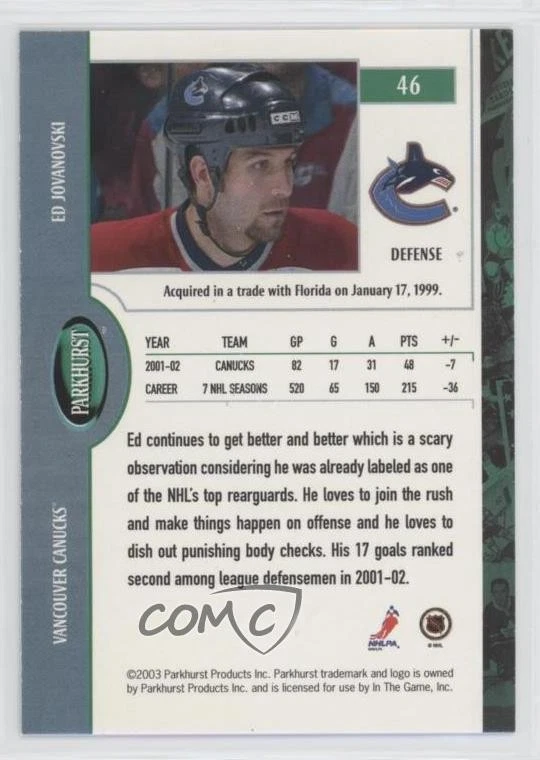 2002-03 ITG Parkhurst Ed Jovanovski #46 - Image 2 of 2