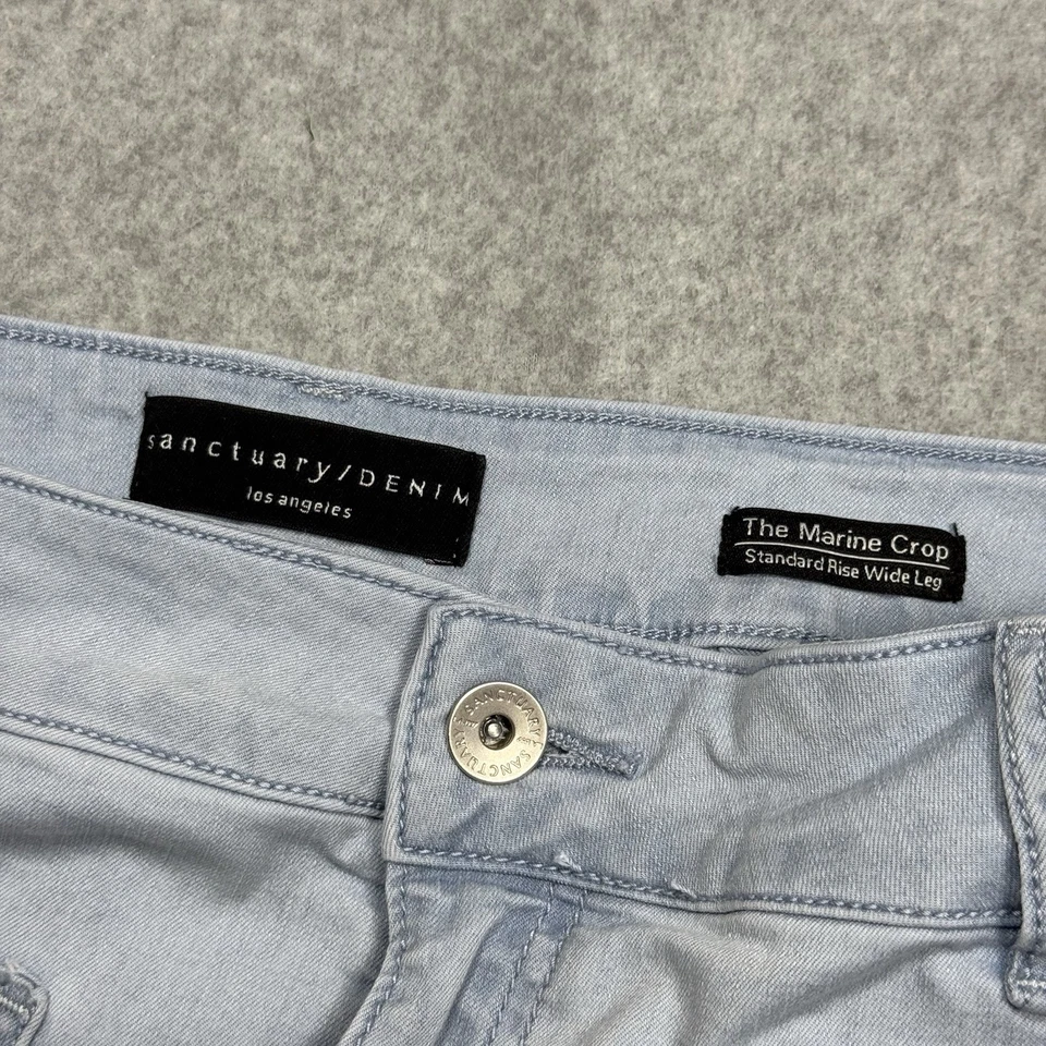 Pantalones de mezclilla Sanctuary para mujer talla 29 (30x23) marinos recortados pierna ancha dobladillo crudo Foto 2 de 4