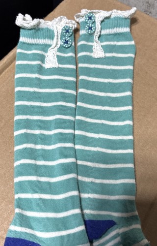 MATILDA JANE Perfectly Paired Striped Sea blue Socks Size medium - Picture 3 of 4