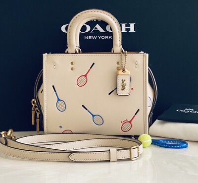 NEW COACH IVORY ROGUE 17 WITH TENNIS RACQUET PRINT C3871 | eBay